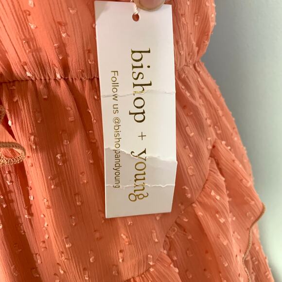 NWT Bishop + Young Zoey V-Neck Ruffle Dress in Coral Size Small - Picture 6 of 7